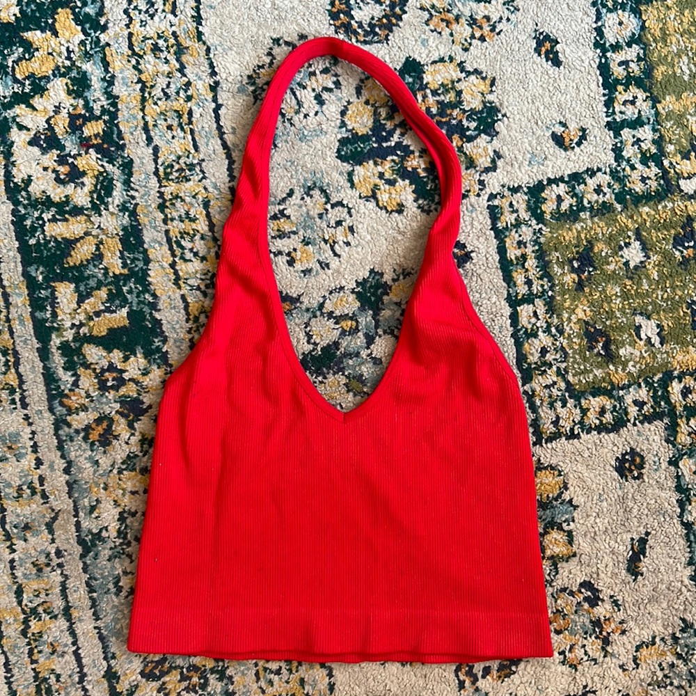 Red halter top